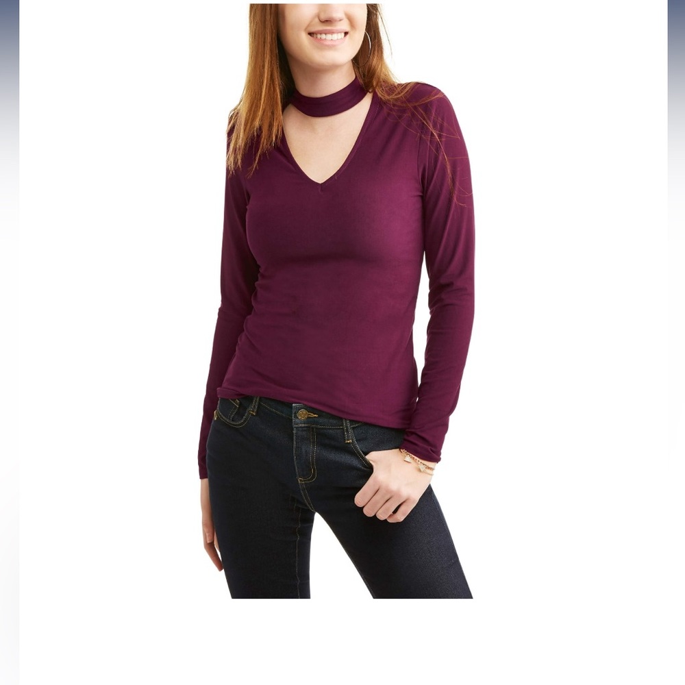 EYE CANDY WOMEN Choker Cut-out Long Sleeve BLOUSE Size M Color NWT